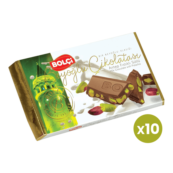 Beyoğlu Chocolate with Pistachio and Milk 150 gr | Bolci X10 Pieces - Lujain Beauty