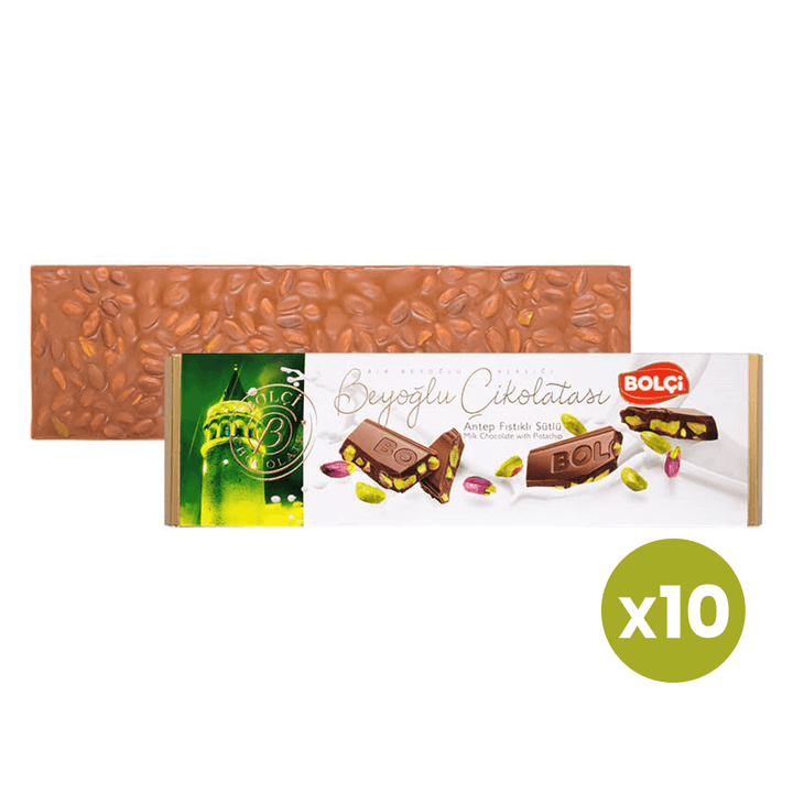 Beyoğlu Chocolate with Pistachio and Milk 300 gr | Bolci X 10 Pieces - Lujain Beauty
