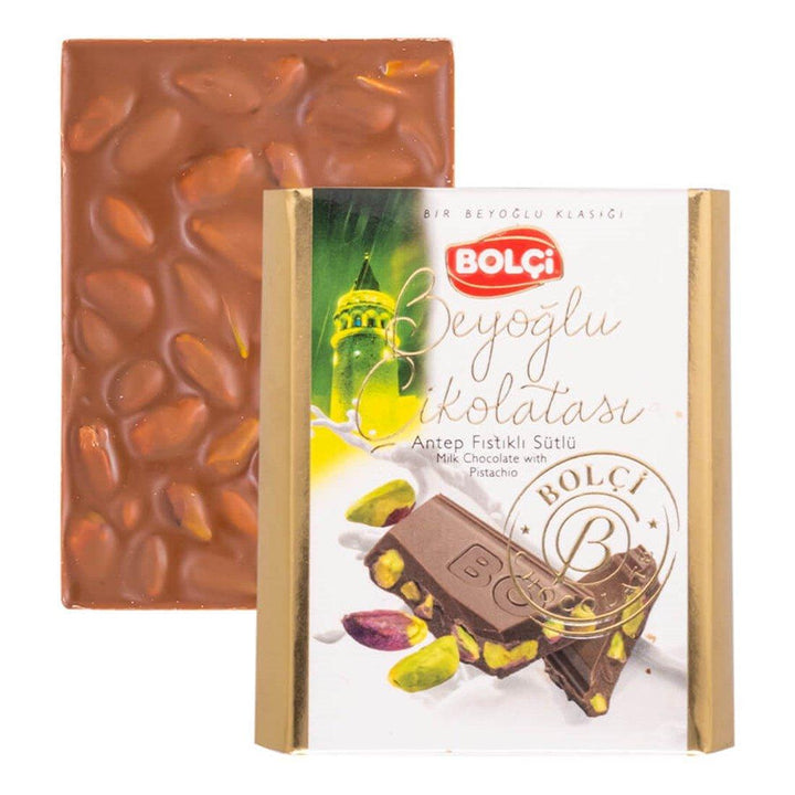 Beyoğlu Chocolate with Pistachio and Milk 60gr | Bolci X 10 Pieces - Lujain Beauty