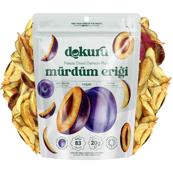 Freeze Dried Damson Plum Dried Fruit Chips - 20gr | Dokuru