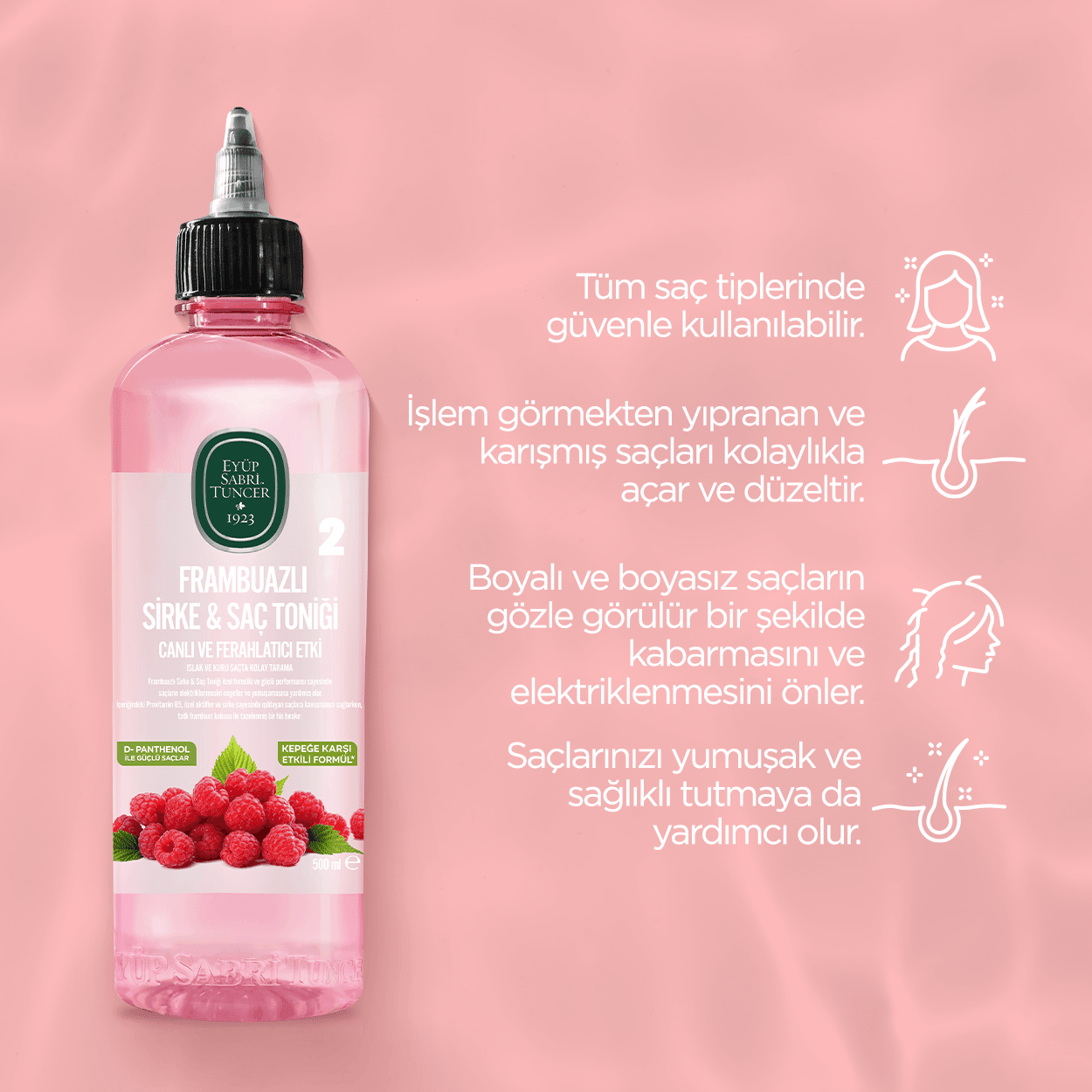 Eyup Sabri Tuncer Raspberry Vinegar & Hair Tonic 500 ml - Lujain Beauty