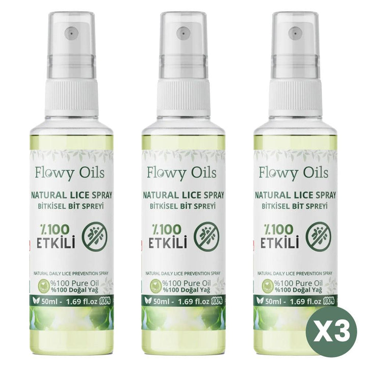 Flowy Oils Organic Head Lice Repellent Spray with Natural and Herbal Ingredients 50 ml X3 - Lujain Beauty