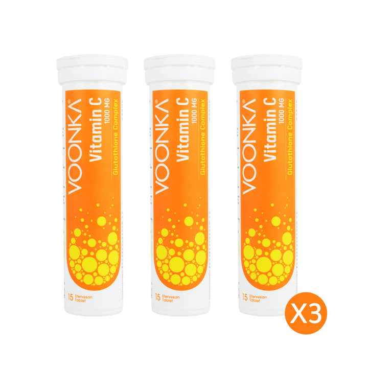 Glutathione Complex + Vitamin C 1000 mg 15 Effervescent Tablets | Voonka X3 - Lujain Beauty