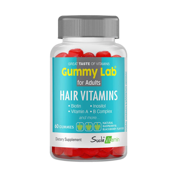 Gummy Lab Hair Vitamins 60 Gummies Chewable Form Raspberry - Lujain Beauty