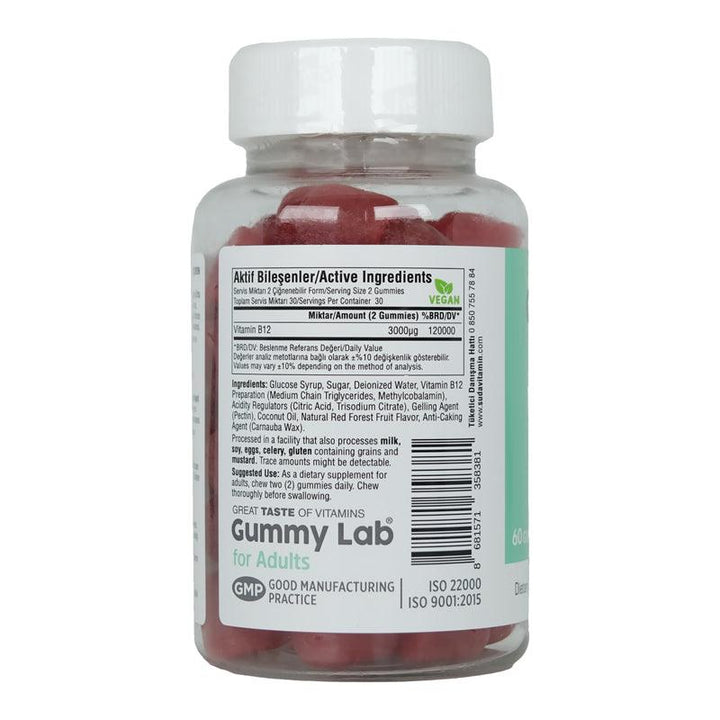 Gummy Lab Vitamin B12 Gummies 60 Chewable Form Orange - Lujain Beauty
