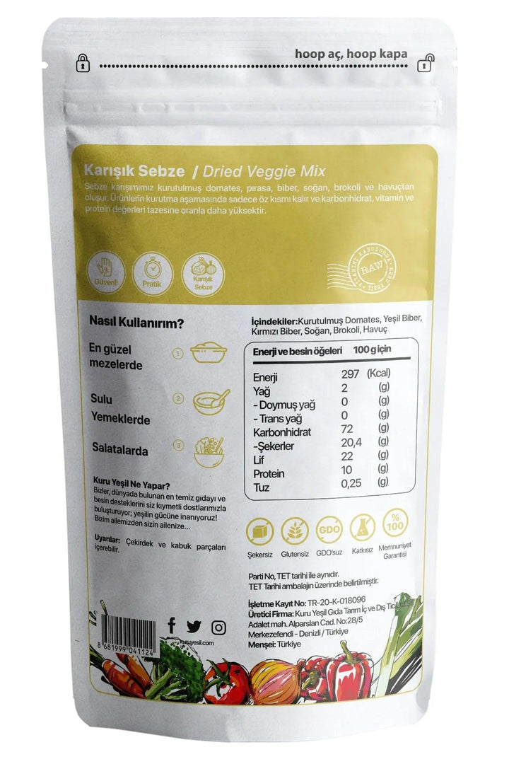 Kuru Yesil Dried Vegetable Mix 100 gr Granular Mixed Dried Vegetables - Lujain Beauty