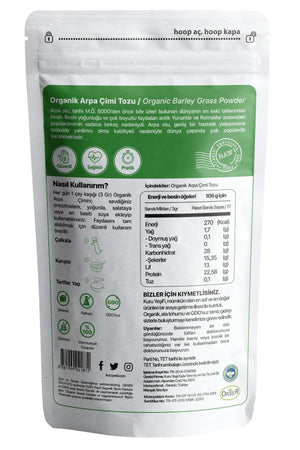 Kuru Yesil Organic Barley Grass Powder 50 gr | Barley Grass | Immune System - Lujain Beauty