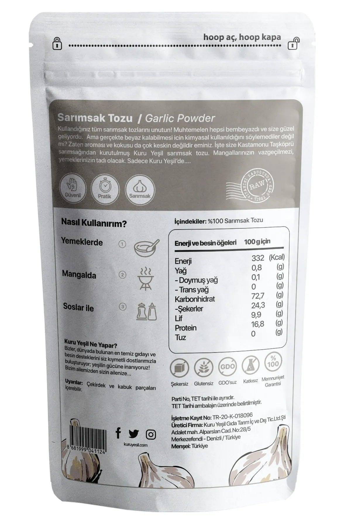 Kuru Yesil Turkish Garlic Powder 100 gr Turkish Onion Powder 100 gr Vegan Gluten-free Additive-free - Lujain Beauty