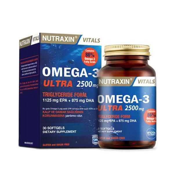 Nutraxin Omega 3 Ultra 2500 mg 30 Soft Gelatin Capsules - Lujain Beauty