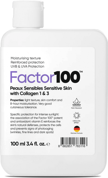 Factor100 Collagen Sunscreen Ultra Moisturizing Anti-Blemish High Protection Spf50+ 100ml