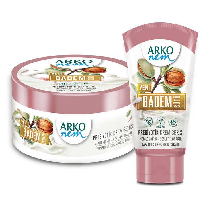 Arko Nem Prebiotic Cream Series Almond Milk 60Ml+250Ml - Lujain Beauty
