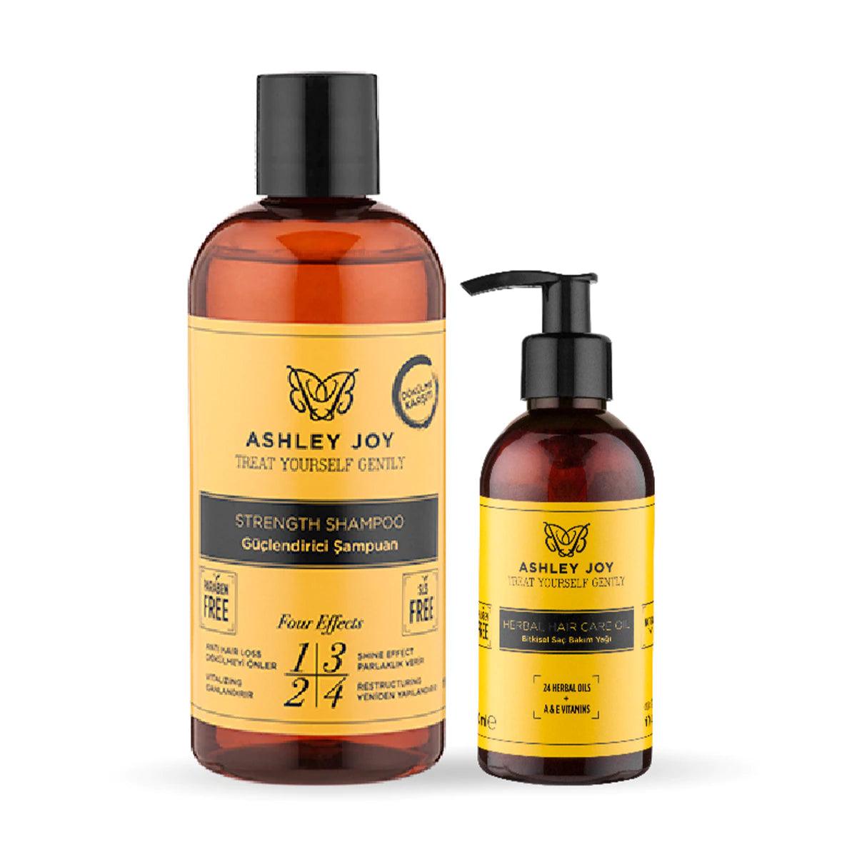 Ashley Joy Strengthening Shampoo 400 ml + Care Oil 100 ml Set - Lujain Beauty