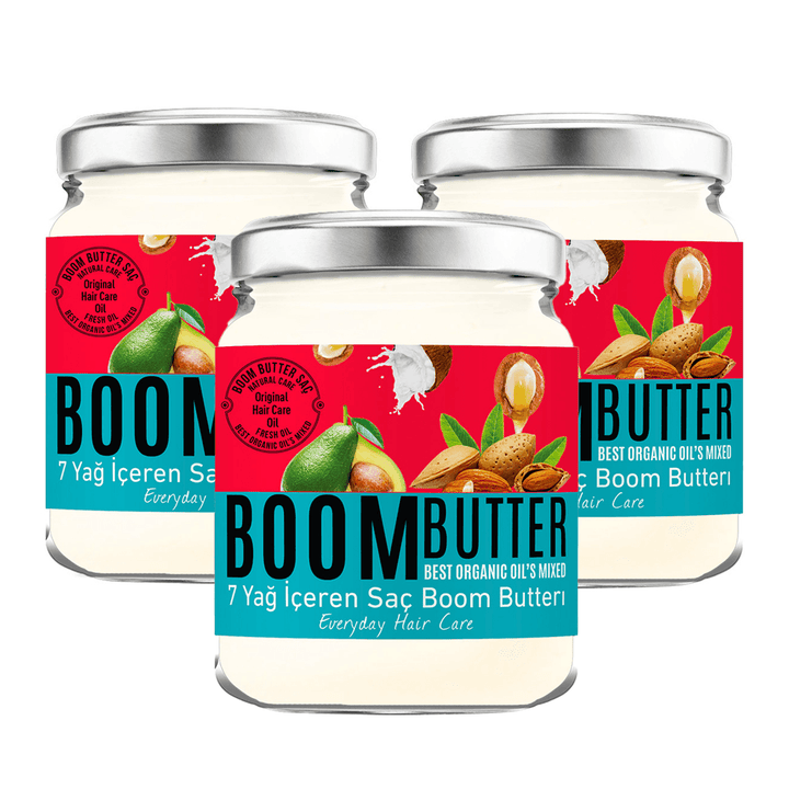Boom Butter cream for hair care, especially damaged and brittle hair, seven oils in one product, 190 ml X3 - Lujain Beauty