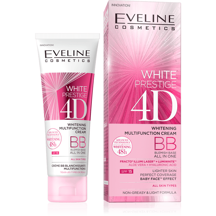 EVELINE Skin Brightening Daily BB Cream- 4D White Prestige 50ml - Lujain Beauty