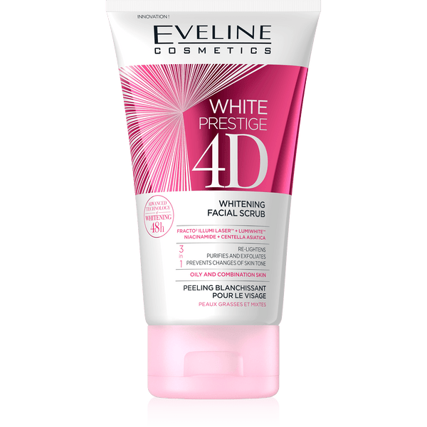 EVELINE Whitening Face Scrub – 4D White Prestige 150 ml - Lujain Beauty