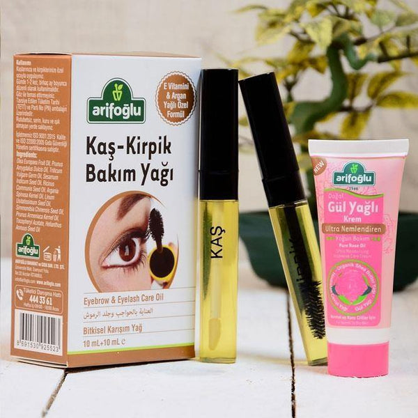 Eyebrow Eyelash Care Oil + Natural Rose Oil Cream - Lujain Beauty