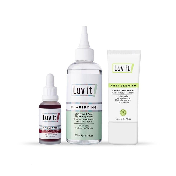 Luv it Skin-renewing Aha Bha Peeling Effect Anti-Blackhead, Pore And Blemish 3-Pack Skin Care Set - Lujain Beauty