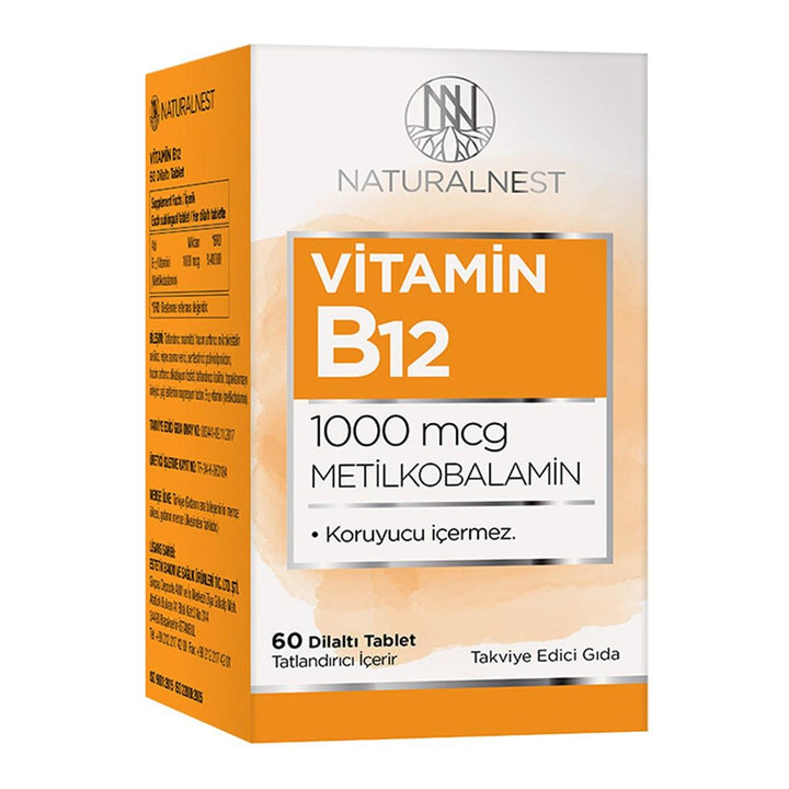 NaturalNest Vitamin B12 1000 Mcg 60 Under the tongue Tablet - Lujain Beauty