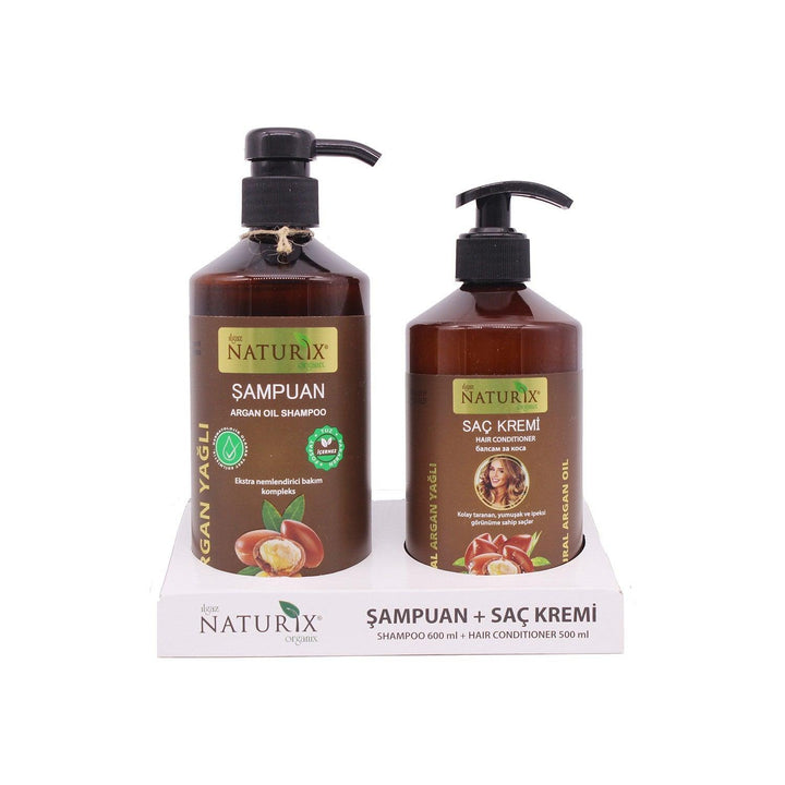 Naturix Salt-Free Shampoo 2-pack Natural Argan Oil Shampoo 600 ml Hair Care Shampoo + 500 ml Argan Oil Conditioner - Lujain Beauty