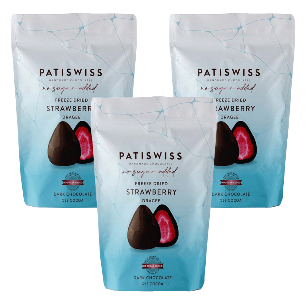 No Sugar Added Dark Chocolate Strawberry 80 gr X 3 Pieces | Patiswiss - Lujain Beauty
