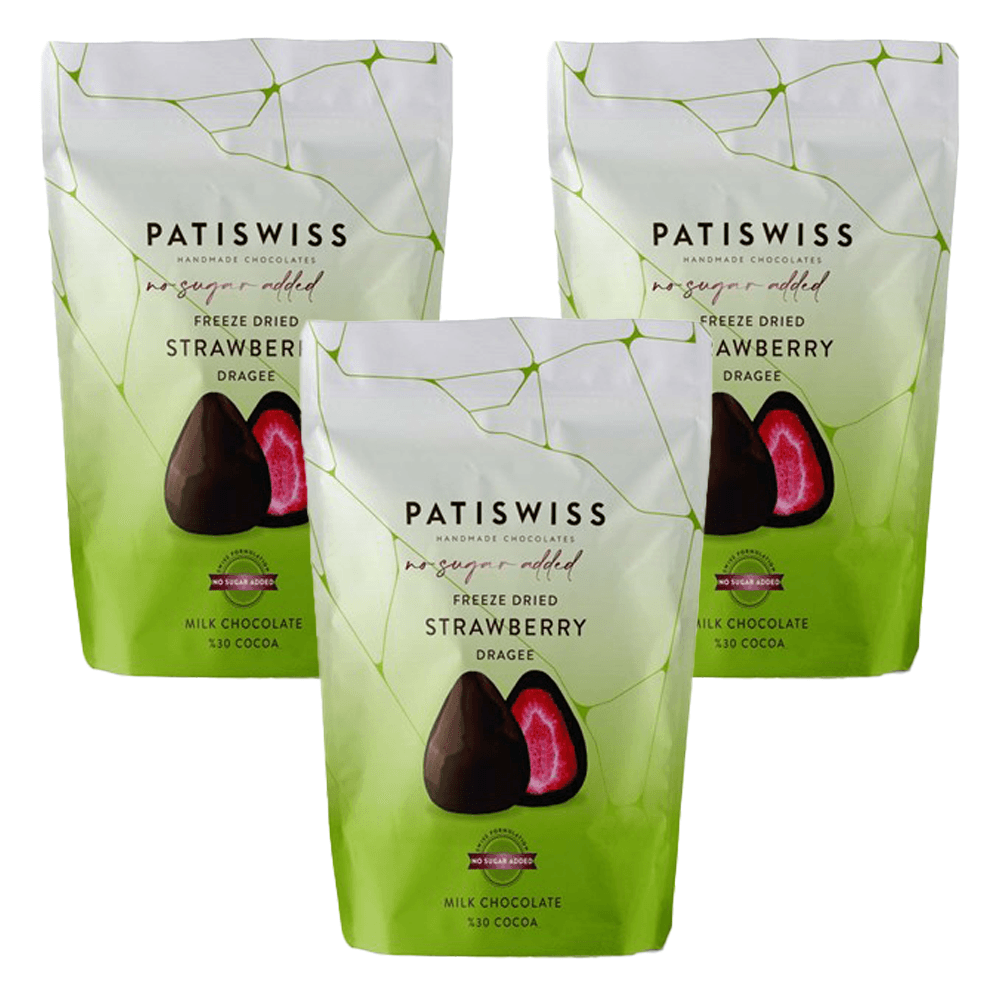 No Sugar Added Milk Chocolate Strawberry Dragee 80 gr X 3 Pieces | Patiswiss - Lujain Beauty