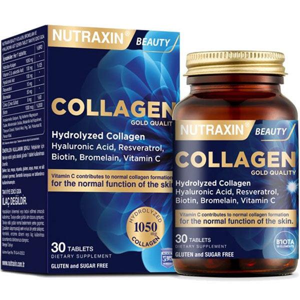 Nutraxin Collagen Gold Quality Hydrolyzed Collagen With Biotin 30 Tablets - Lujain Beauty