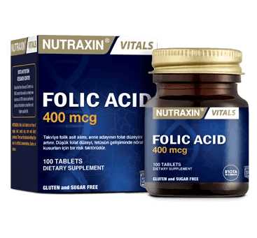 Nutraxin Vitals Folic Acid 400 mcg - 100 Tablets - Lujain Beauty