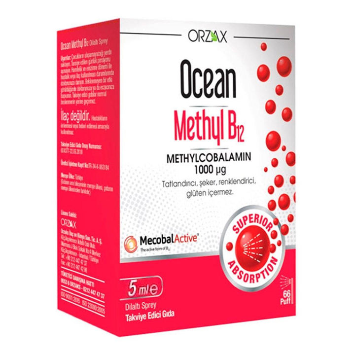 Ocean Methyl B12 1000 mcg Under the tongue Sprey 5 ml - Lujain Beauty
