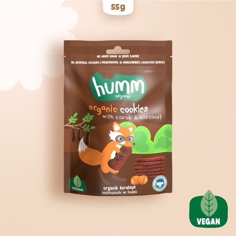 Organic Vegan Carob and Hazelnut Cookies - 55g