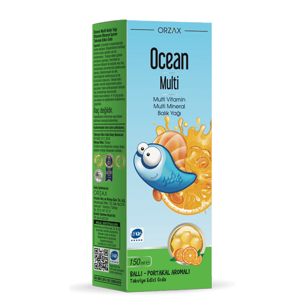 Orzax Ocean Fish Oil With Multivitamin & Multimineral Syrup 150 ML - Lujain Beauty