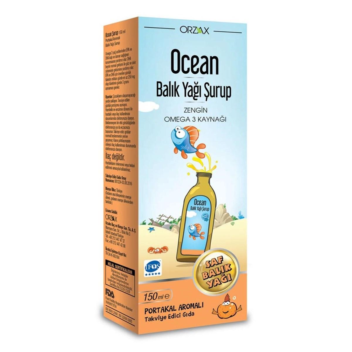 Orzax Ocean Omega-3 Fish Oil Syrup Orange Flavored 150 ML – Lujain Beauty