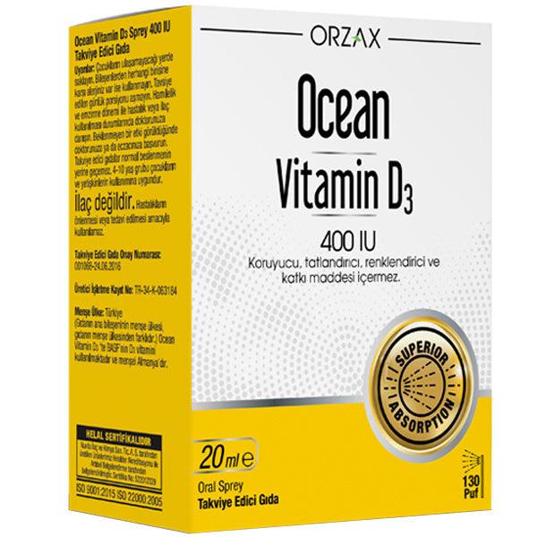 Orzax Ocean Vitamin D3 400 IU 20 ml Spray / 130 doses - Lujain Beauty