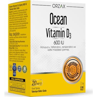 Orzax Ocean Vitamin D3 600 IU 20 ml Spray / 130 doses - Lujain Beauty