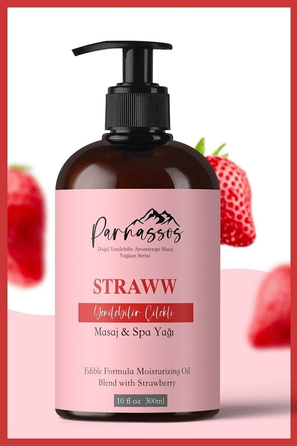 Parnassos Natural Strawberry Extract And White Aromatherapy Massage Oil 300 Ml - Lujain Beauty
