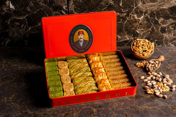 Pistachio-Walnut Baklava Assortment (L Metal Box - 1,700 gr ) - Lujain Beauty