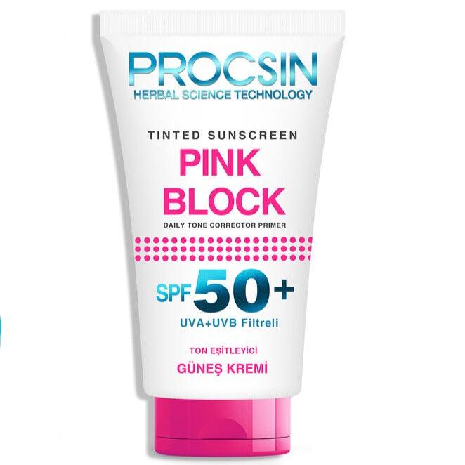 PROCSIN Pink Block Illuminating SPF50+ Sun Cream 50 ML - Lujain Beauty
