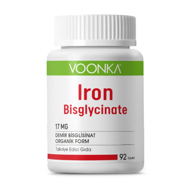 Voonka Iron Bisglycinate (Iron) 92 Tablets - Lujain Beauty