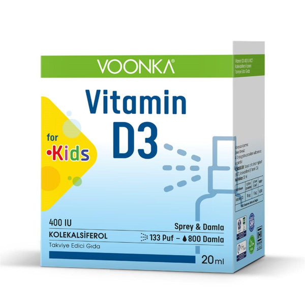 Voonka Vitamin D3 For Kids 400 IU Spray & Drops 20 mL - Lujain Beauty